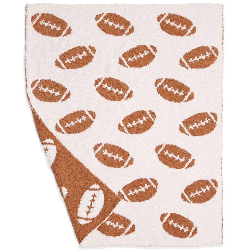 Kids Baby Football Pattern Throw Blanket: FOOTBALL / ONE SIZE
