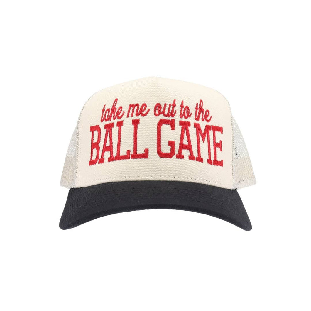 Ball Game C.C Embroidered Trucker Hat TCM0006: Black/Cream