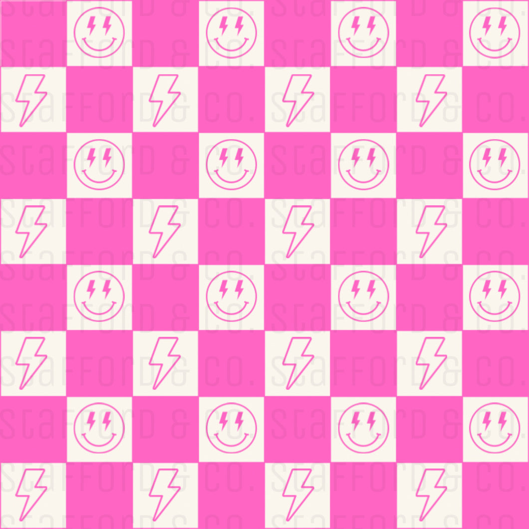 Checkered Smiley Seamless Pattern