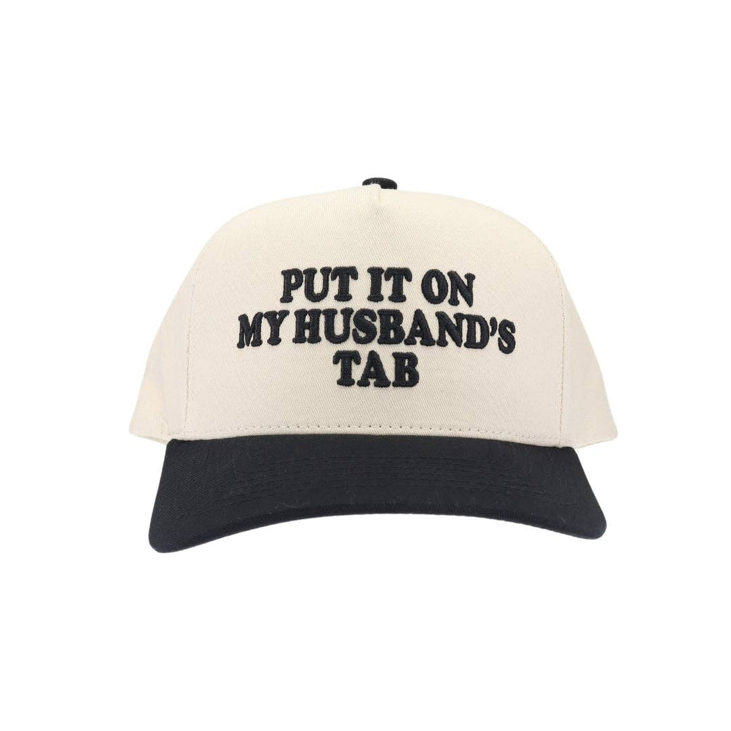 Put It On My Husband's Tab Puff Embroidered C.C Trucker Hat TCM0050: Black