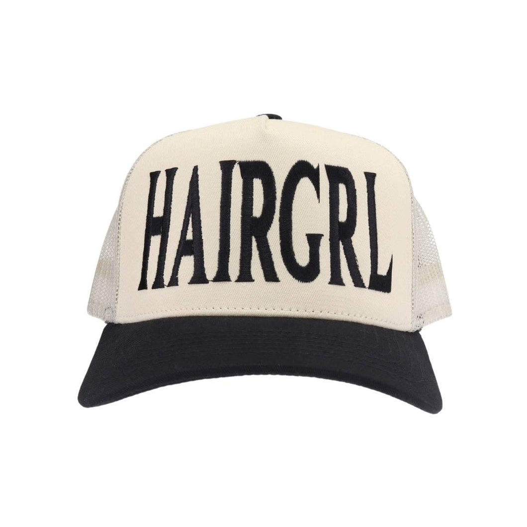HAIRGRL C.C Embroidered Trucker Hat TCM0006: Black/Cream